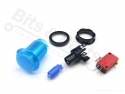 Push button Arcade/Joystick transparent blue with lighting 24.2mm